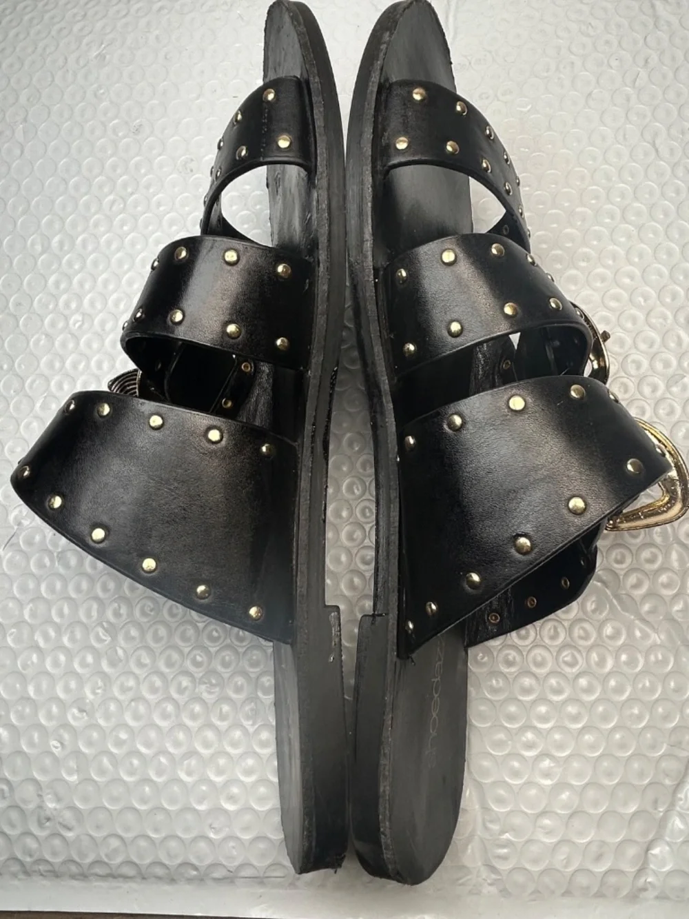 Shoedazzle Black Studded Sandals Women's Size 7 Black Gottic Slides